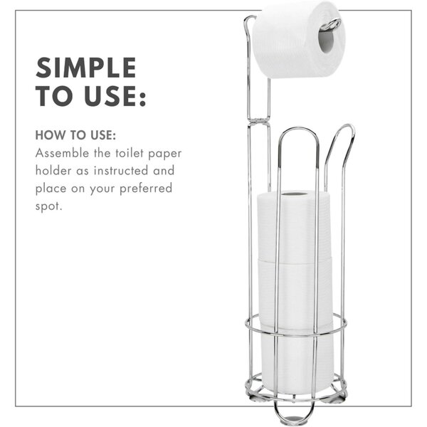 Dyzi Freestanding Toilet Paper Holder 3 Roll Storage Stand Chrome