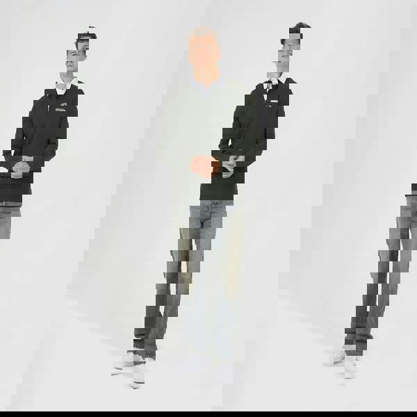 Brave Soul Dark Green Solid Colour Rugby Shirt - Dark Green Image 3