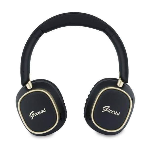 Guess Rectangle Metal Script Logo ENC On Ear Wireless Headphone Black - GUBHV28HGCSMK