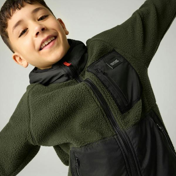 Regatta Childrens/Kids Munro Hybrid Jacket - Dark Khaki/Black - 