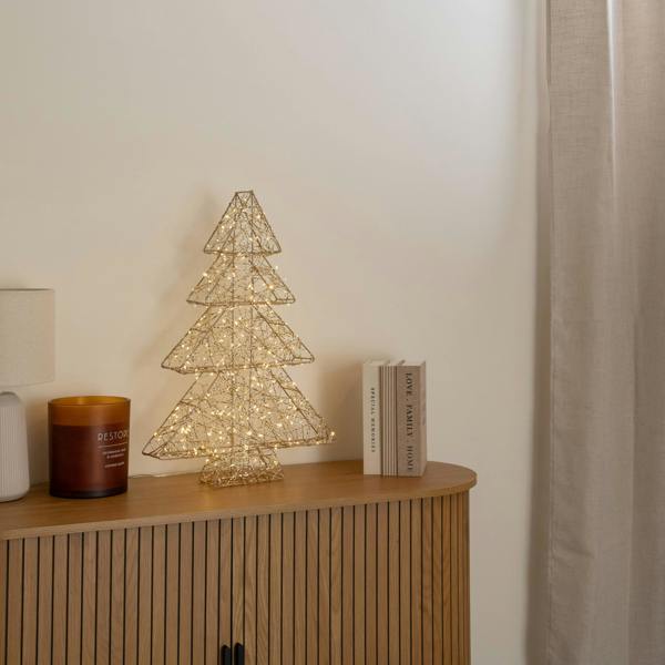 Samuel Alexander 60cm Gold Light Up Christmas Tree with 300 Warm White LEDs & Timer