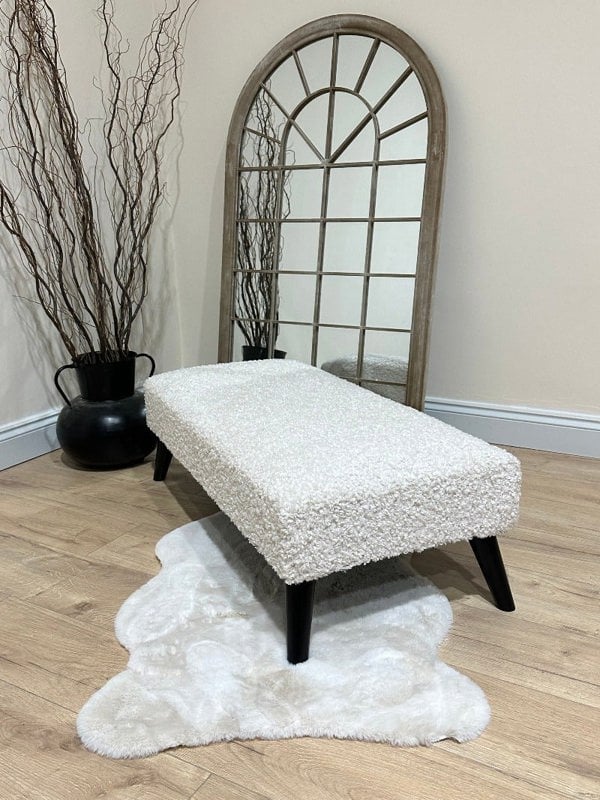 Premium teddy bear fluffy creamy white plain Footrest