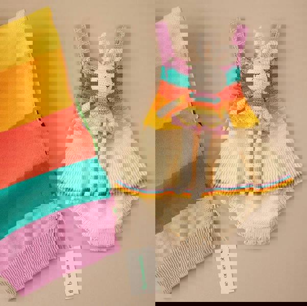 The Bonnie Mob Bonnie Ballerina Bunny Crochet Toy- Pink rainbow