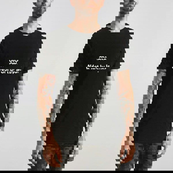 OOOOO Men's Slogan T-shirt "We Don't Buy Ads" Short Sleeve Casualwear, Black