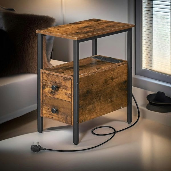 Rafaelo Mobilia Bedside Table with Power Outlet & USB Ports