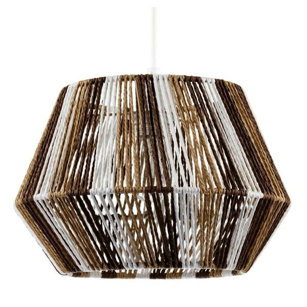 Coastal Twisted Paper Rope Pendant Shade in Brown Tones and White Image 1