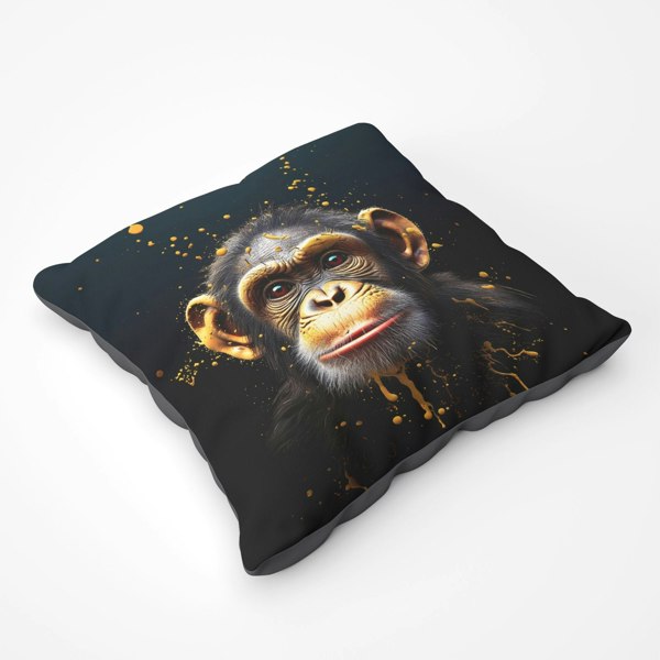 Warren Reed Splashart Cheeky Chimp Face Floor Cushion