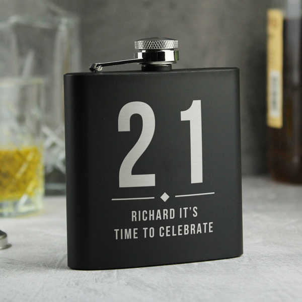 Personalised Memento Company Personalised Birthday Black Hip Flask