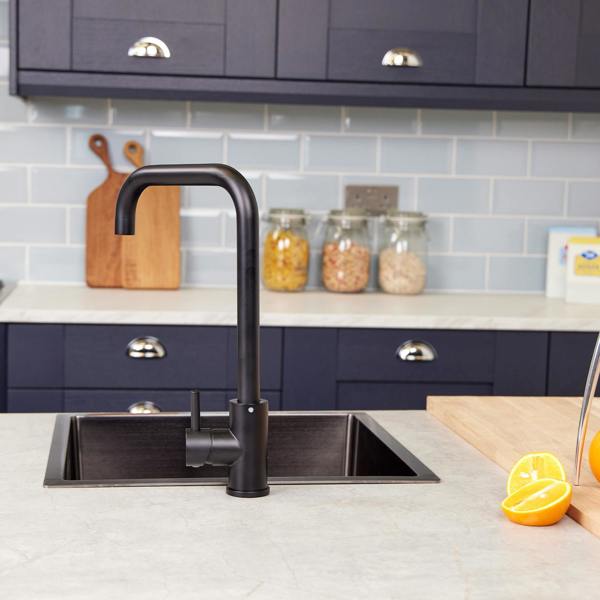 Top-Fix | Vito Square Neck Style Kitchen Mixer Tap | Matt Black Finish