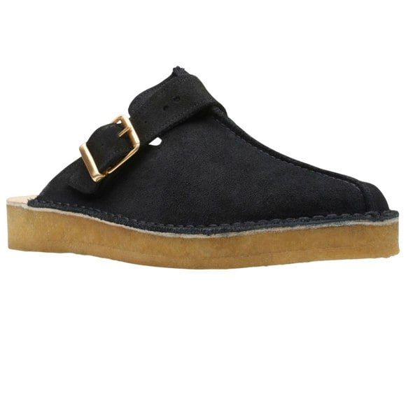 Clarks Mens Trek Suede Mules - Black