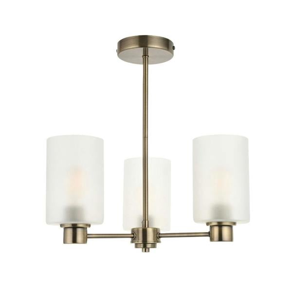 Pagazzi Lighting Kingsholm 3-Light Antique Brass Semi-Flush Ceiling Light