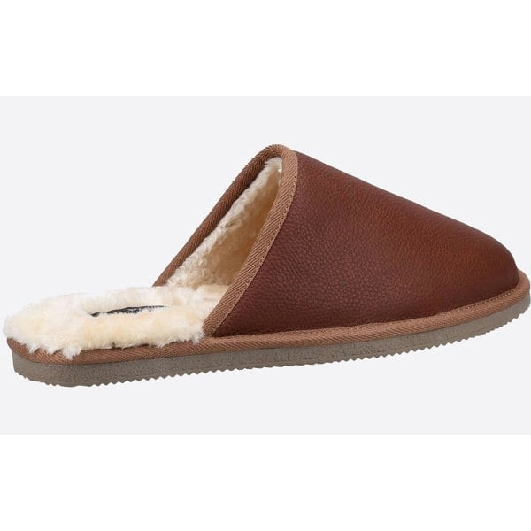 Hush Puppies Mens Coady Leather Slippers - Tan