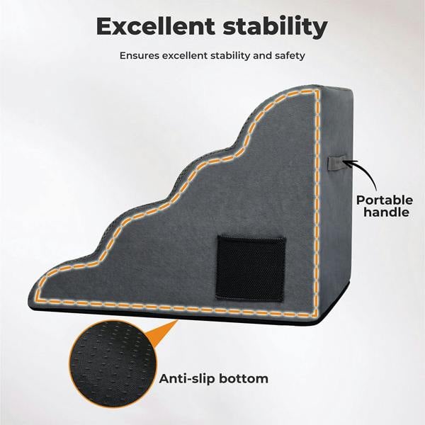 Skylos Dog Ramp Pet Stairs for Bed Sofa Small Senior Injured Dog 4 Step Washable