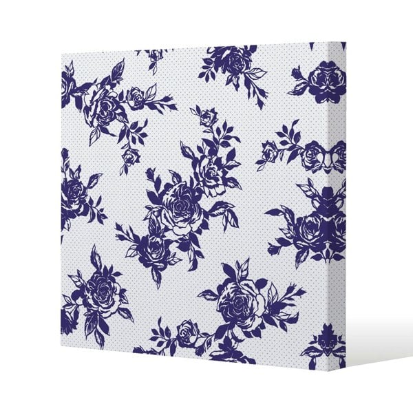 Benjamin Tate Design Roses Print On Polka Dots Slim Style Canvas Print  90x90cm , 15mm Slim Real wood.