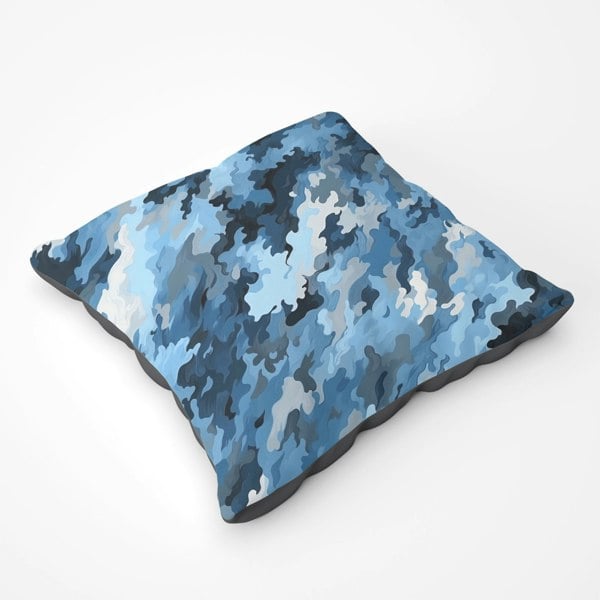 Warren Reed Blue And Grey Canvas Brushstrokes Floor Cushion