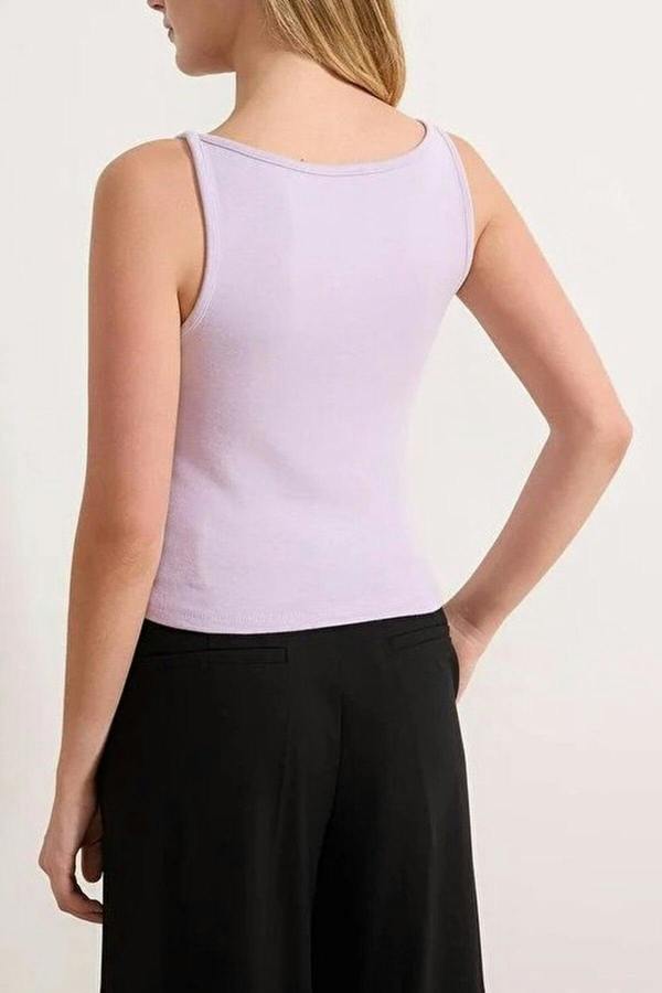 WOVCOR Strapped Fitted Stretch Knit Blouse