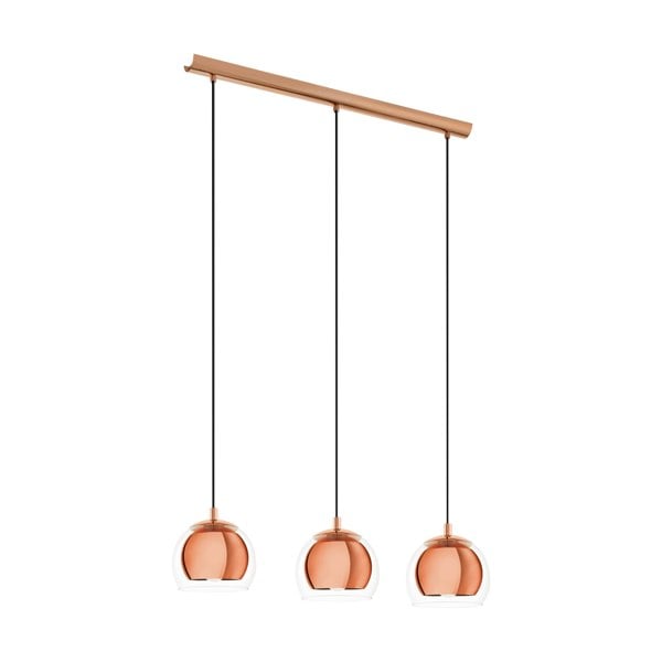 EGLO Rocamar 3-Light Copper Pendant With Outer Glass Shades