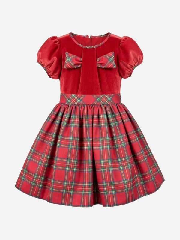 DRESS & Fleur Girls Tartan Dress in Red