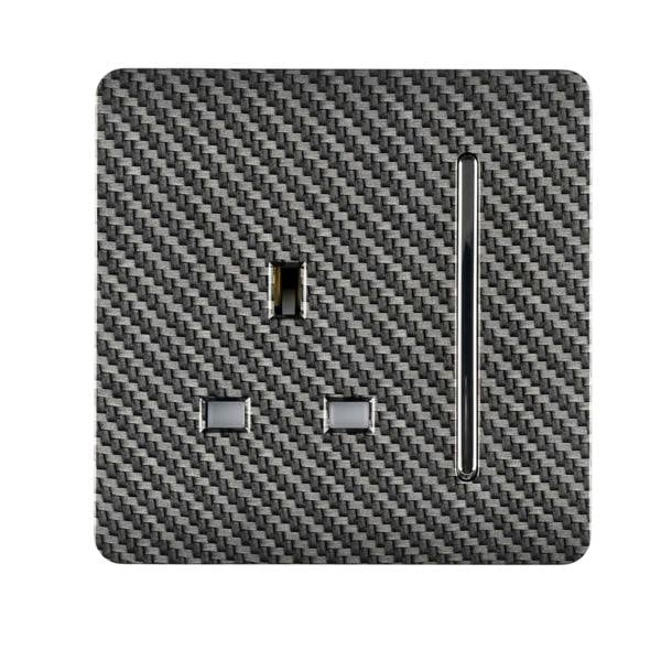 Trendi Switch 1 Gang 13 Amp Switched Plug Socket in Carbon Fibre
