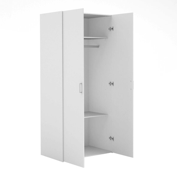Wyld Haus Munich White Wooden Wardrobe 2 Doors and 3 Shelves