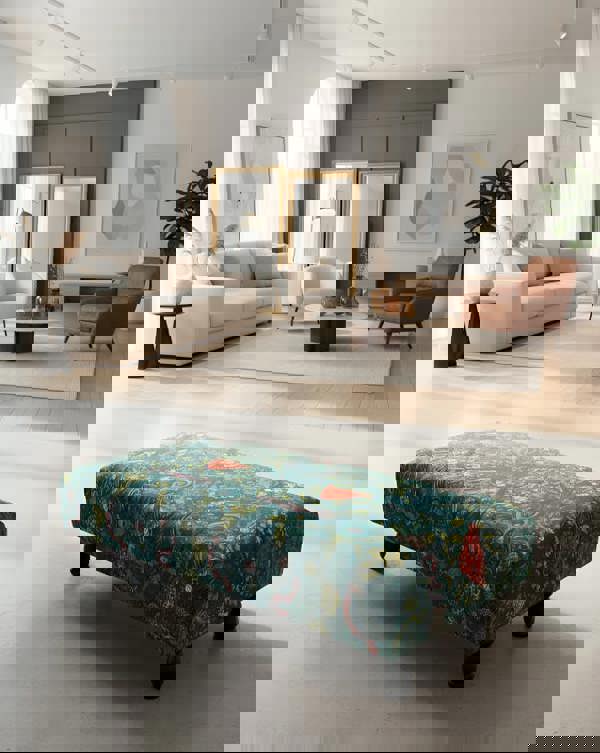 ISTOOLS Green Printed Fabric Multicolour Footstool Bench – Stylish, Comfortable & Multi-purpose