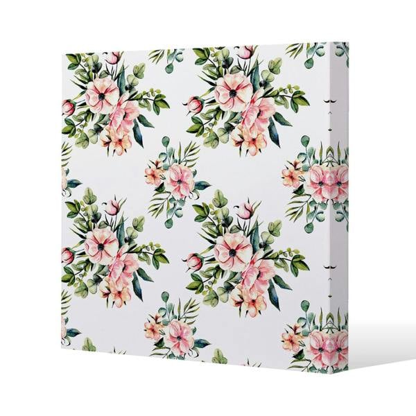 Benjamin Tate Design Watercolour Plants Slim Style Canvas Print  20x20cm , 15mm Slim Real wood.
