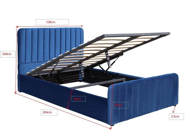 Kosy Koala Ottoman Storage Bed blue 4ft Double velvet bed gas lift up Storage Bed bedroom furniture