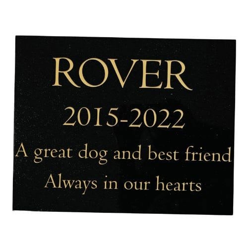 Memorials Direct Dog Memorial Plaque – Plain Solid Premium Black Granite - Available in Standard & Large Sizes