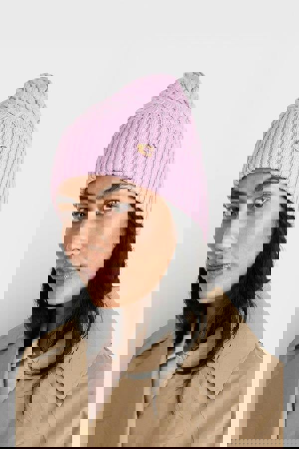 Coach Cable Beanie & Gloves Gift Set Faded Pink