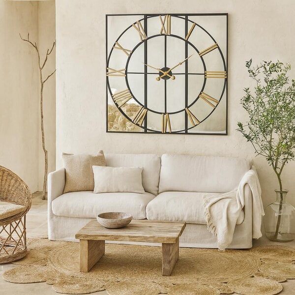 Wyld Haus Square Industrial Mirror Clock with Roman Numerals