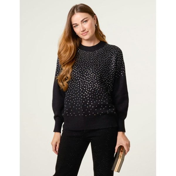 Blue Vanilla Diamante Jumper - Black