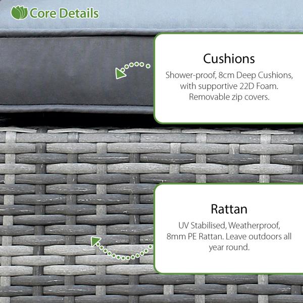 windsor xl rattan 6 seat firepit dining set in mixed grey