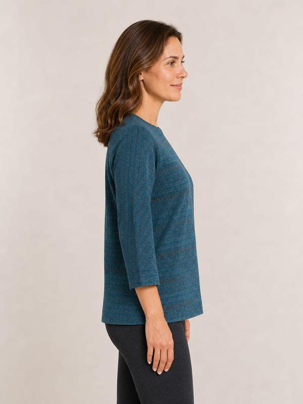 TIGI Cut And Sew Panelled Stripe Top