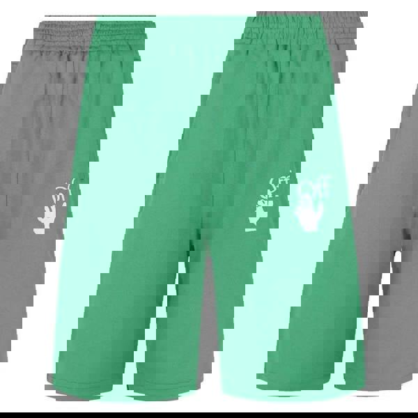 Off-White Mens Hands Off Logo Loose Sweat Shorts - Green