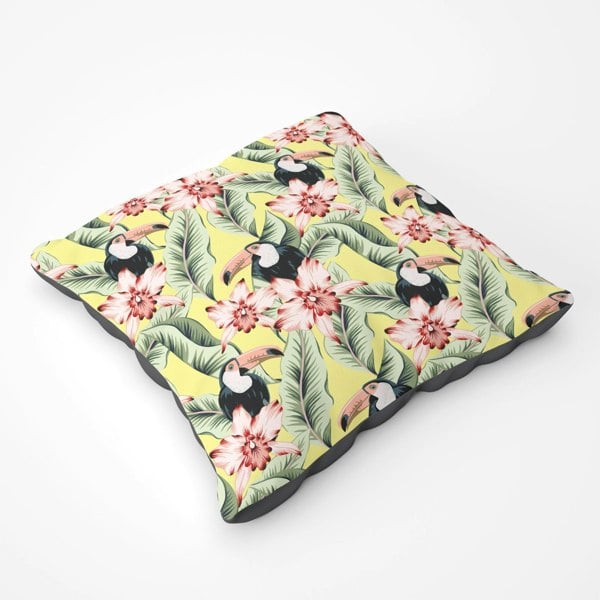 Warren Reed Toucans, Orchids And Palm Leaves Floor Cushion