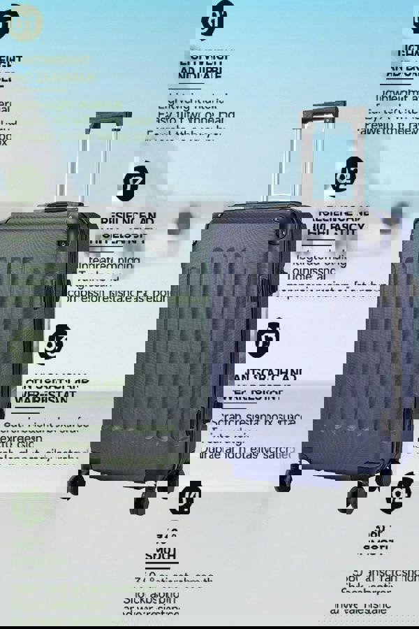 Living and Home Modern Hardside Carry On Luggage Spinner Suitcase with Combination Lock, 20" Blue