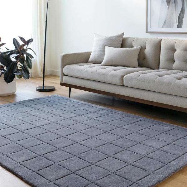 Livabliss Brook-Hand Tufted Grey Black Wool Modern Fringe Rug