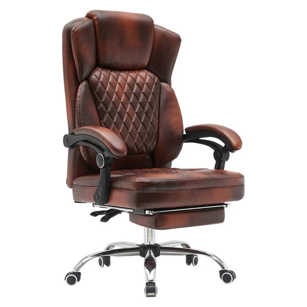 Furniture One Heavy Duty Executive Office Chair with Footrest, Ergonomic High Back Desk Chair, Adjustable Angle Chair