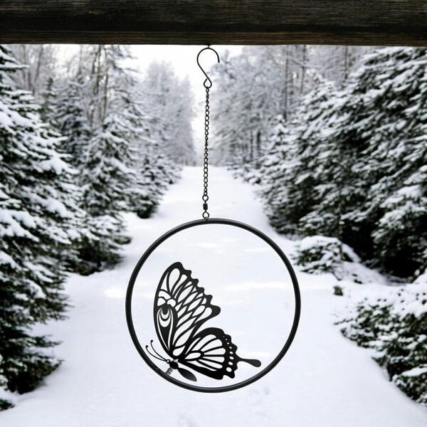 EDH Door Hardware 3D Metal Butterfly Hanging Silhouette Spinner - Black