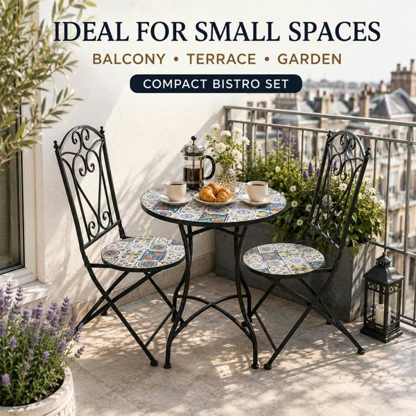 60cm Lisbon Mosaic Bistro Set image 4