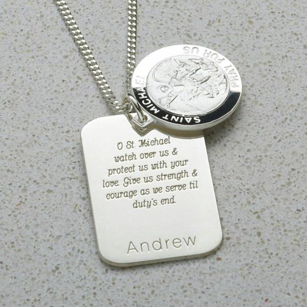 Christopher James of London Sterling Silver Personalised St Michael With Concealed St Michael's Prayer and Optional Engraving