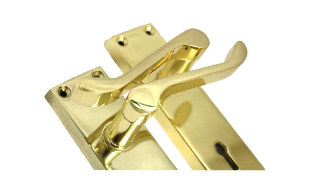 EDH Door Hardware Lock Door Handles Modern Brass Victorian Scroll Interior Door Handle 2 Pairs+