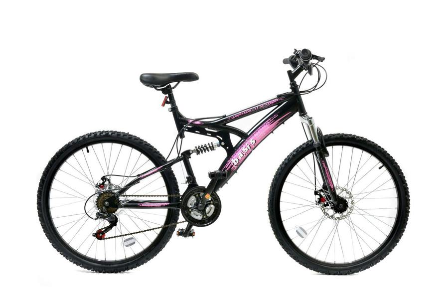 Basis Bikes Basis 1 Full Suspension Mountain Bike - 26" Wheel - 18 Speed Black Pink