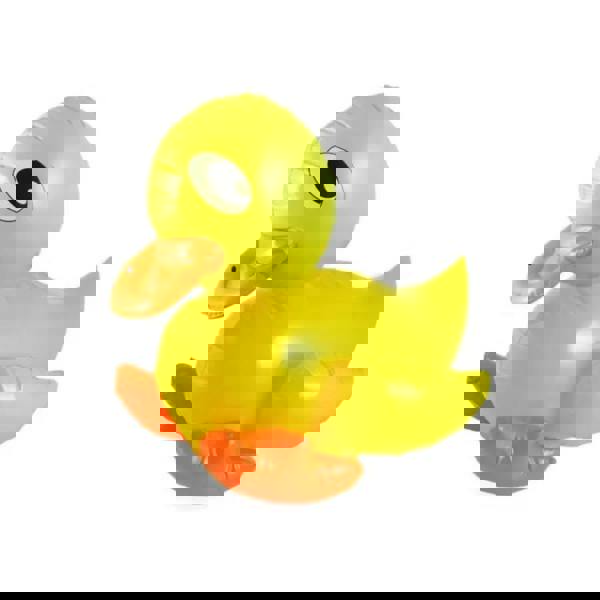 Yellow SwimExpert inflatable duck with orange feet and beak for pool play