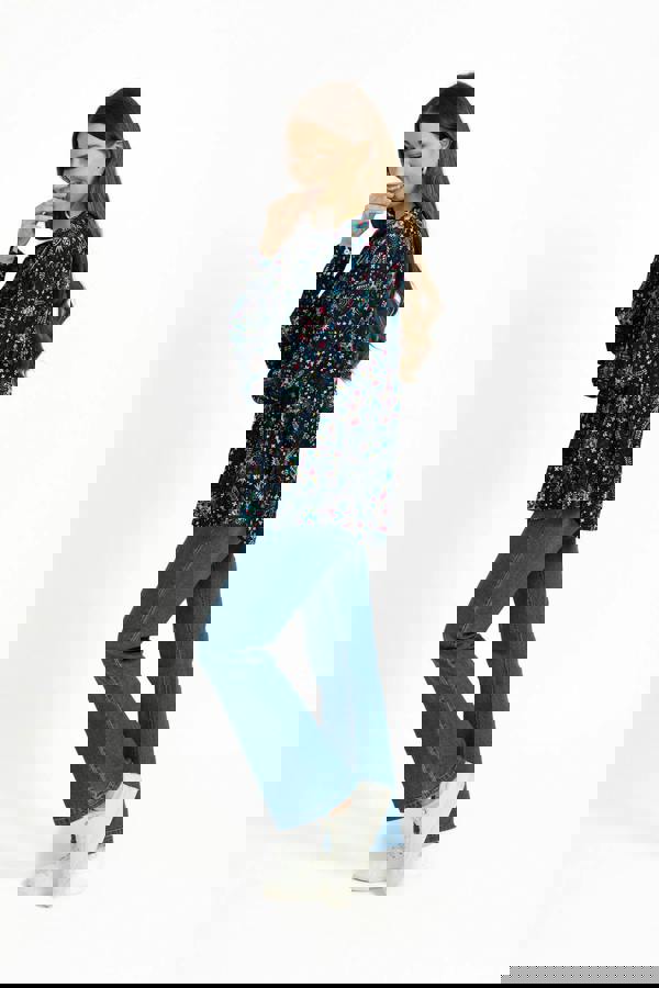 Mudflower Pintuck Floral Printed Shirt