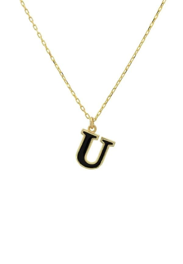 Initial Enamel Necklace Gold U - LATELITA Necklaces
