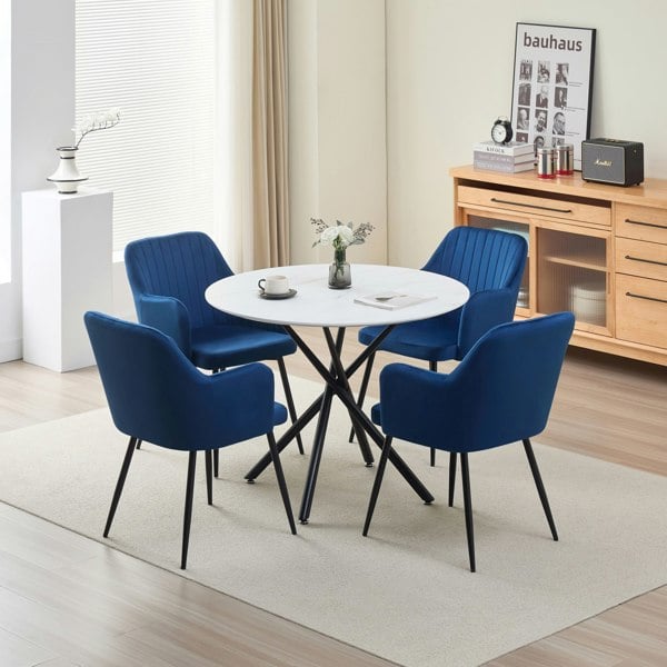 Indoor Living Seattle Dining Table with 4 Charlotte Velvet Chairs