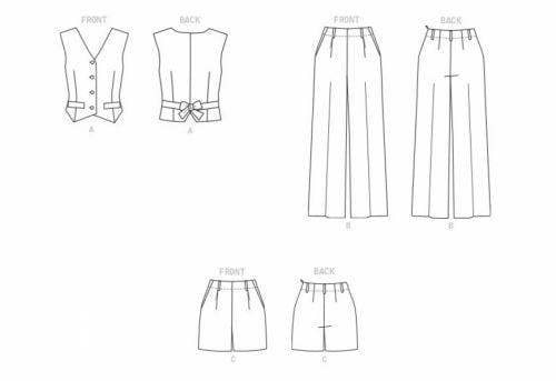 Butterick Sewing Pattern 6901, Waistcoats, Trousers, Shorts for Women, A5 (6-8-10-12-14) - Intermediate