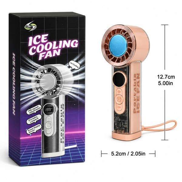 Dyzi Portable Ice Cooling Handheld Fan 199 Speed USB Rechargeable