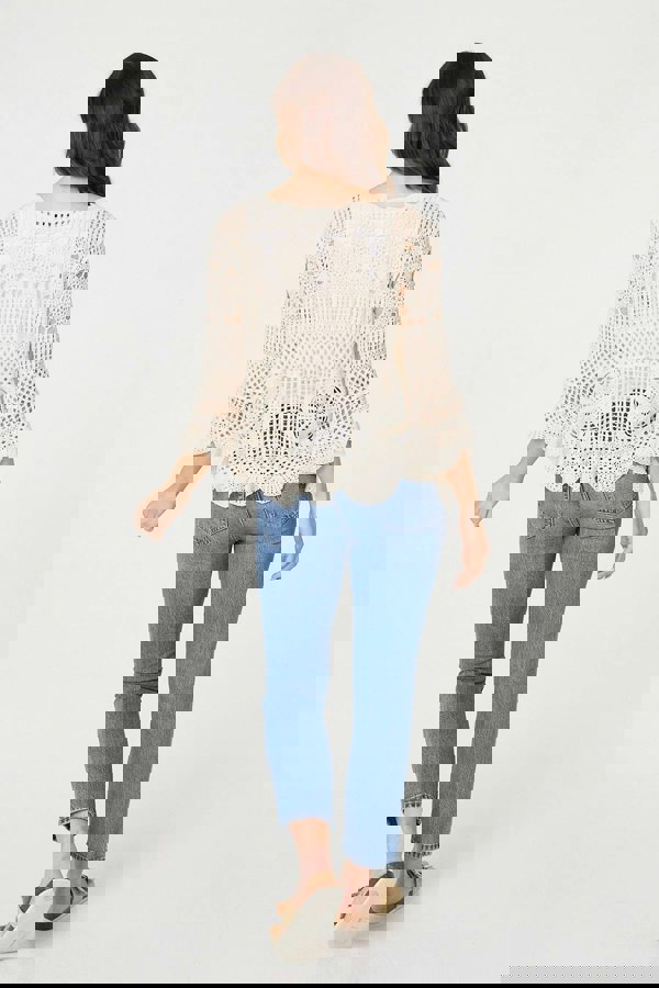 Cream | Crochet Lace 3/4 Sleeve Top
